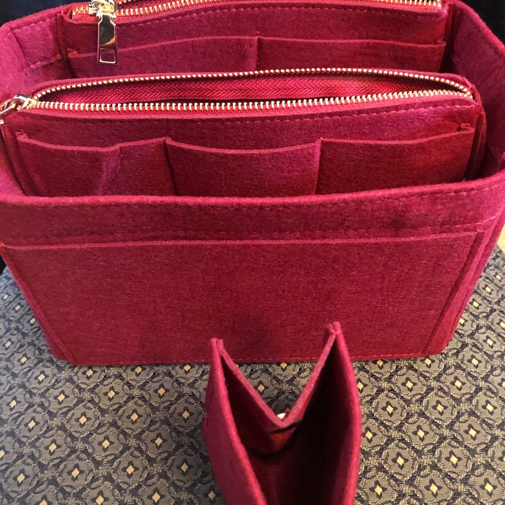 NEW XL Purse tote Insert Protector Organizer GM double zipper side snap pocket - Picture 9 of 10